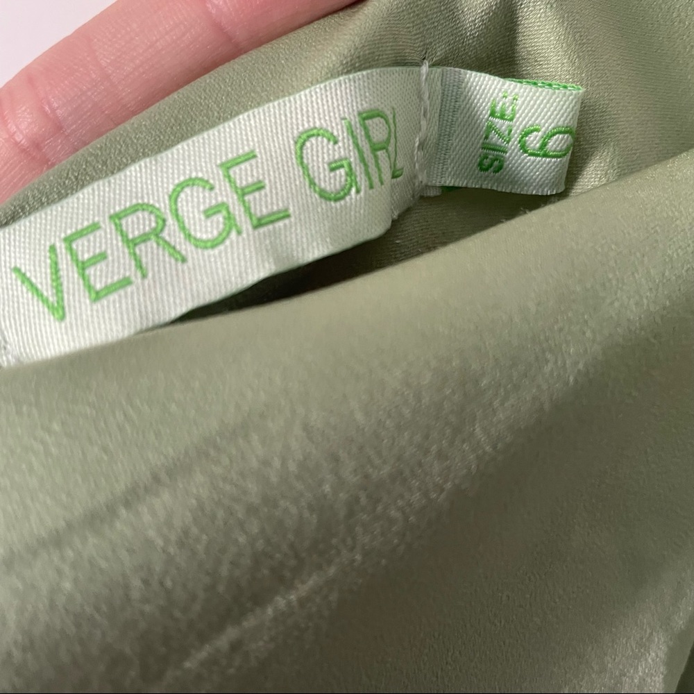 Verge Girl Sage Green Satin Mini Slip Dress - Picture 5 of 8